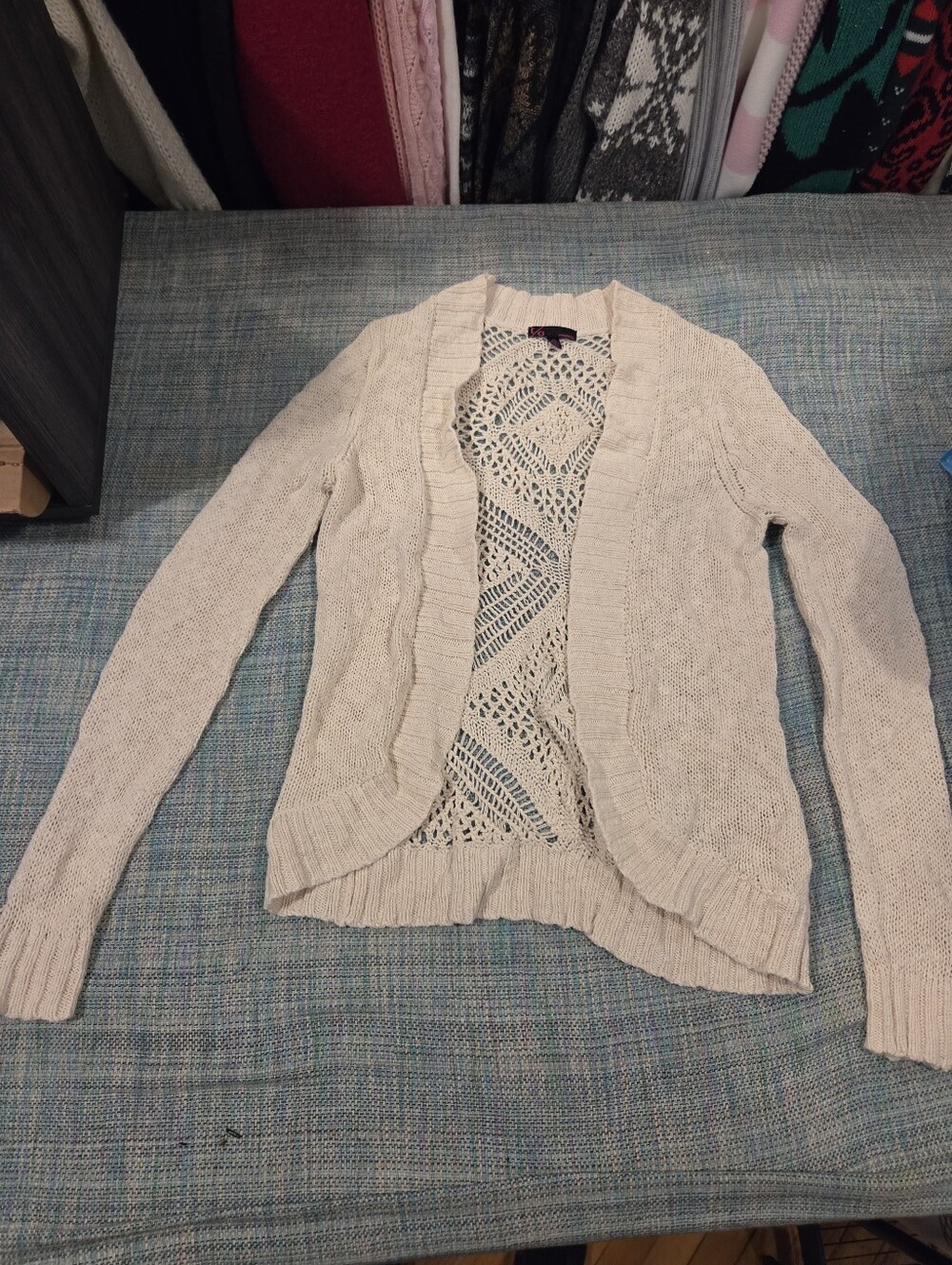 Y2K Hippie Boho T/O By Forever 21 100% Cotton Cream Crochet Cardigan